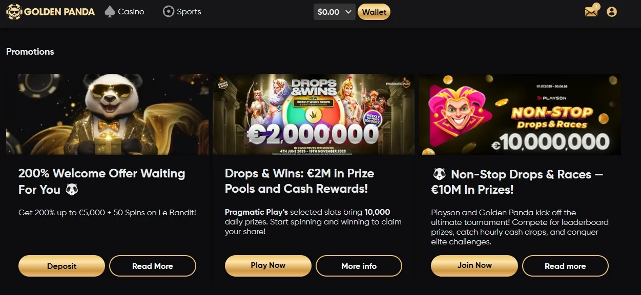 Current Panda Casino Promotions