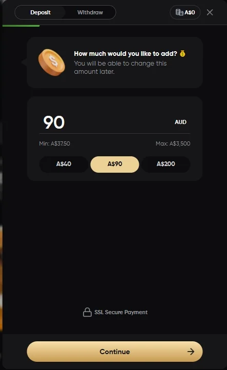 Payment form at Golden Panda Casino